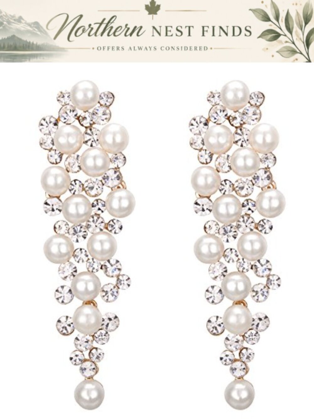 Crystal Simulated Pearl Chandelier Drop Dangle Earrings Wedding Bridal
